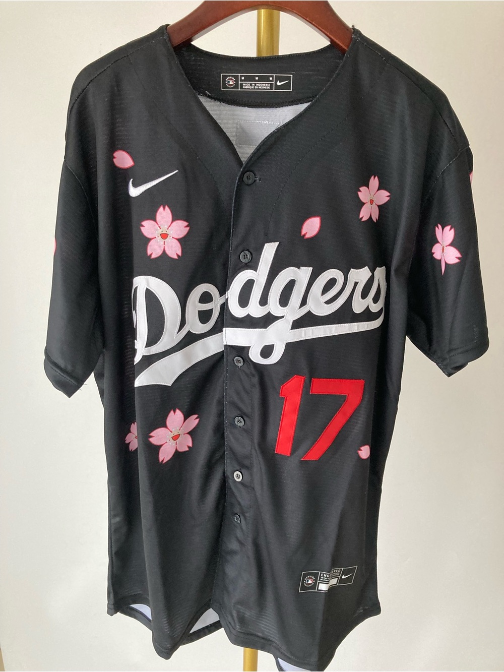 Black Sakura Print Los Angeles Dodgers No.17 Jersey